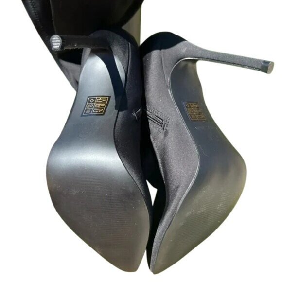 Truffle Collection Black Thigh High Stiletto Boots Pointed Toe Size 8 - Picture 2 of 5